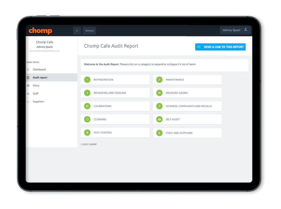 Audit Report Screen on Ipad