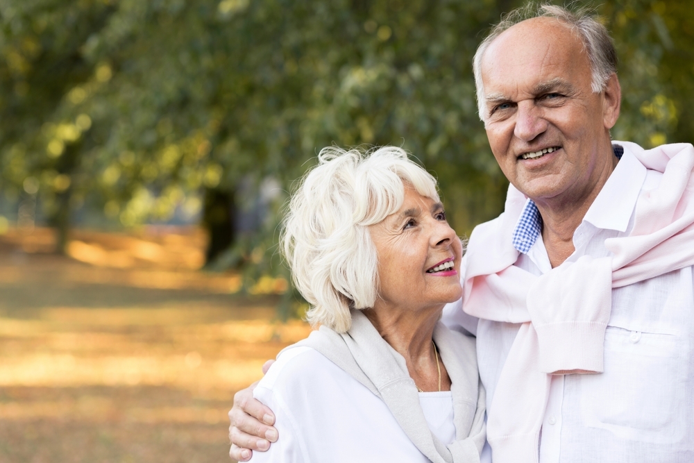 Picture of happy elder marriage in park