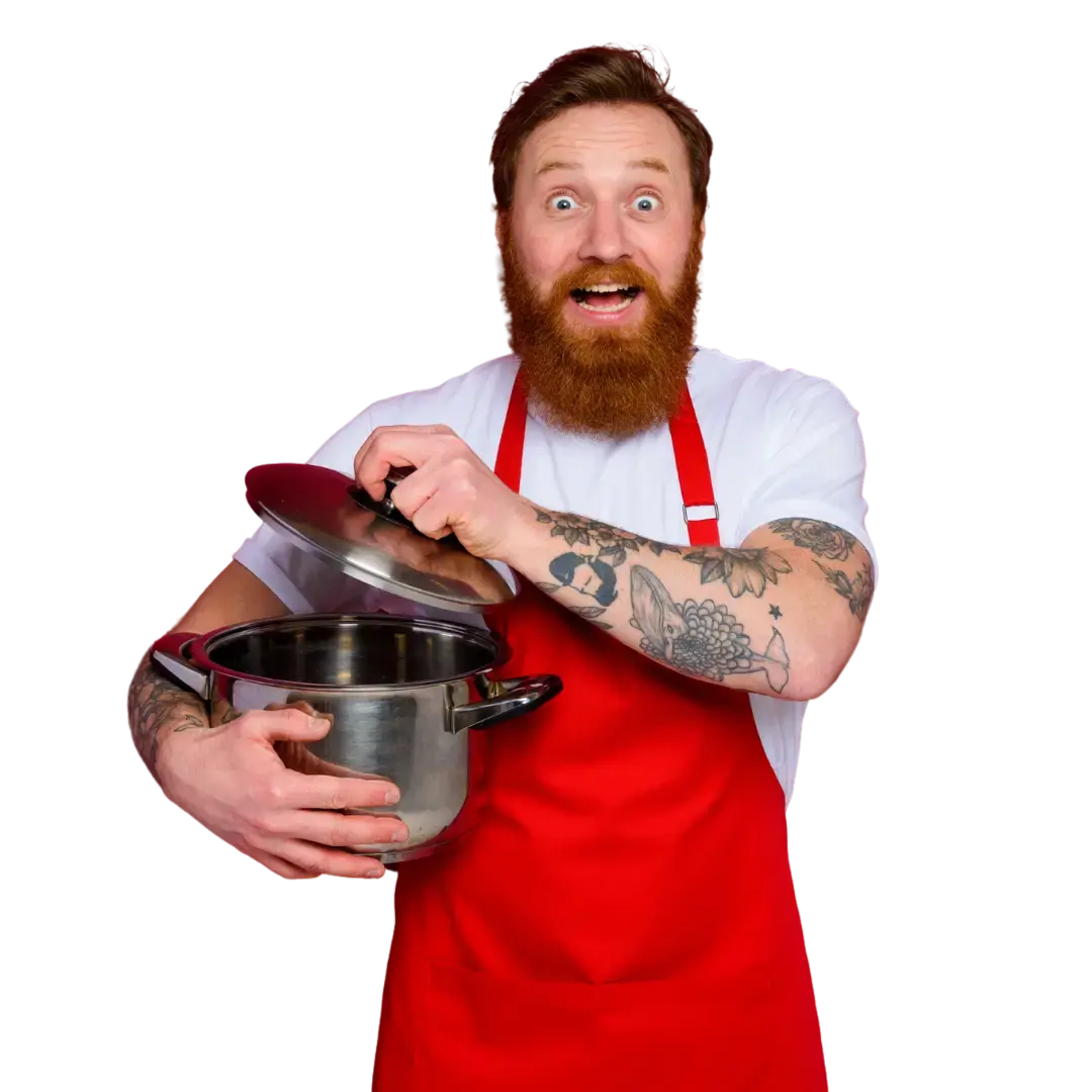 Chef with pots portrait Chef with pots portrait