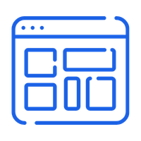 A blue icon of a dashboard screen on a tablet